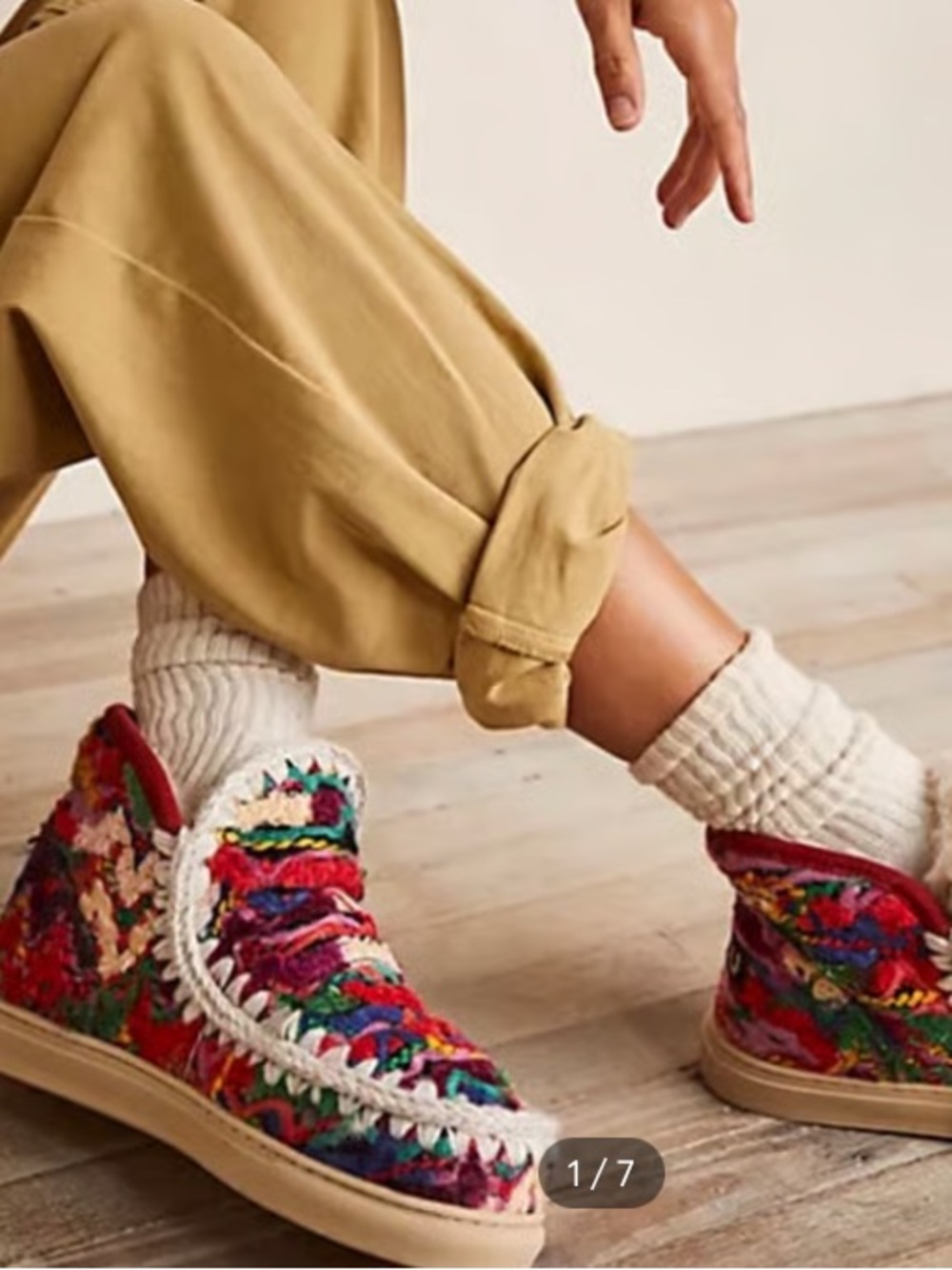Mou for Free People Striped Woven Fleece Lined Skimo Sneaker Size 38 US 8